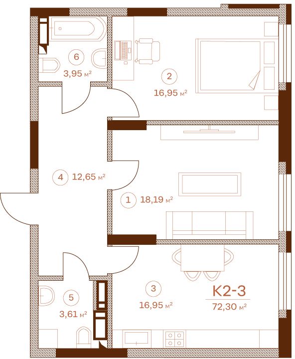Квартира K2-3.